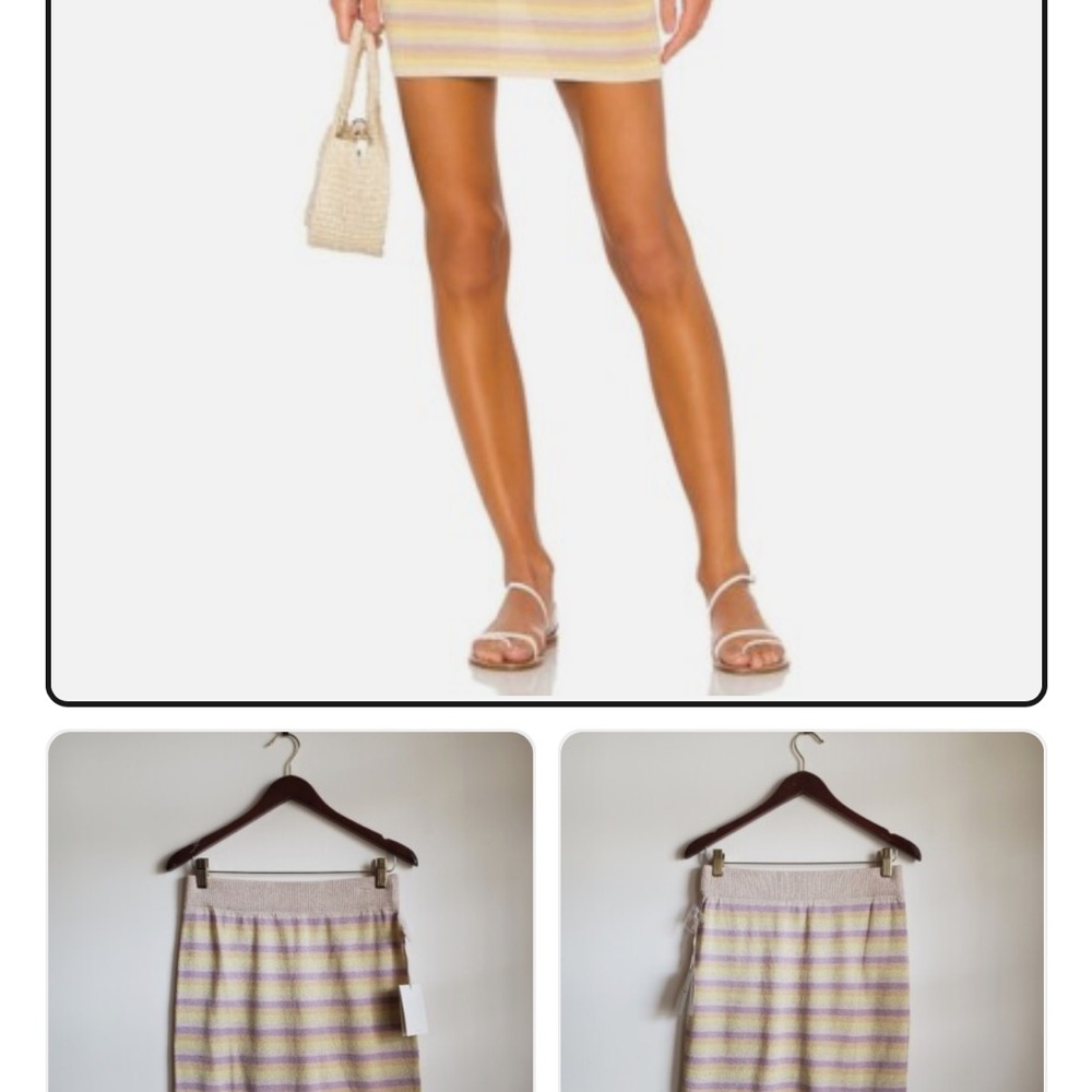 Tularosa Striped Pastel Knit Mini Skirt - Yellow & Lilac NWT